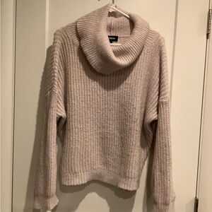 Express Soft Knit Cowl Neck Sweater - Light Pink
